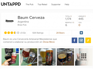 Nuestro perfil de cervecería BAUM en UNTAPPD